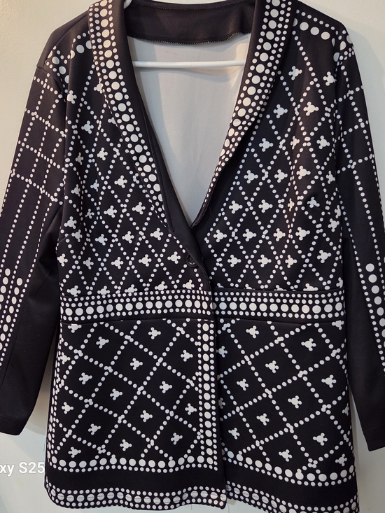custom made Jackets & Blazers - Geometric Print Blazer - 7 14 - Black & White Patterned Jacket